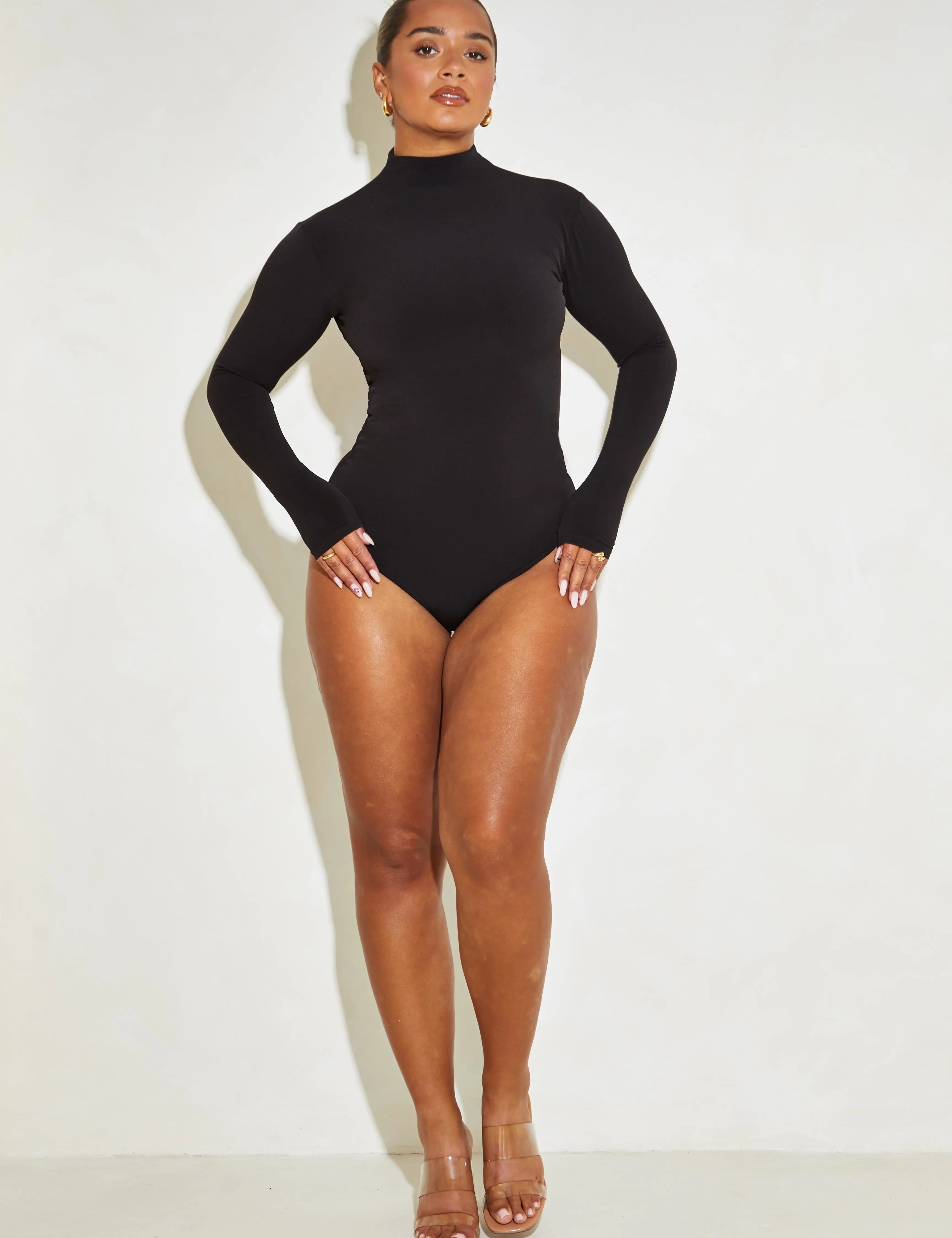High Neck Long Sleeve 'Helena' Bodysuit with Zip Elrstyle