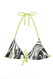 Triangle Halter Neck Reversible Abstract Bikini Top RELR