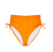 Ruched Adjustable High Waisted Bikini Bottoms in Orange Elrstyle