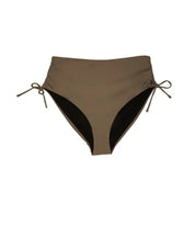 Ruched Adjustable High Waisted Bikini Bottoms - Smoky Quartz Elrstyle