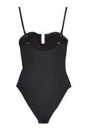 Bandeau Removable Strap Control Swimsuit With Tie Side Elrstyle