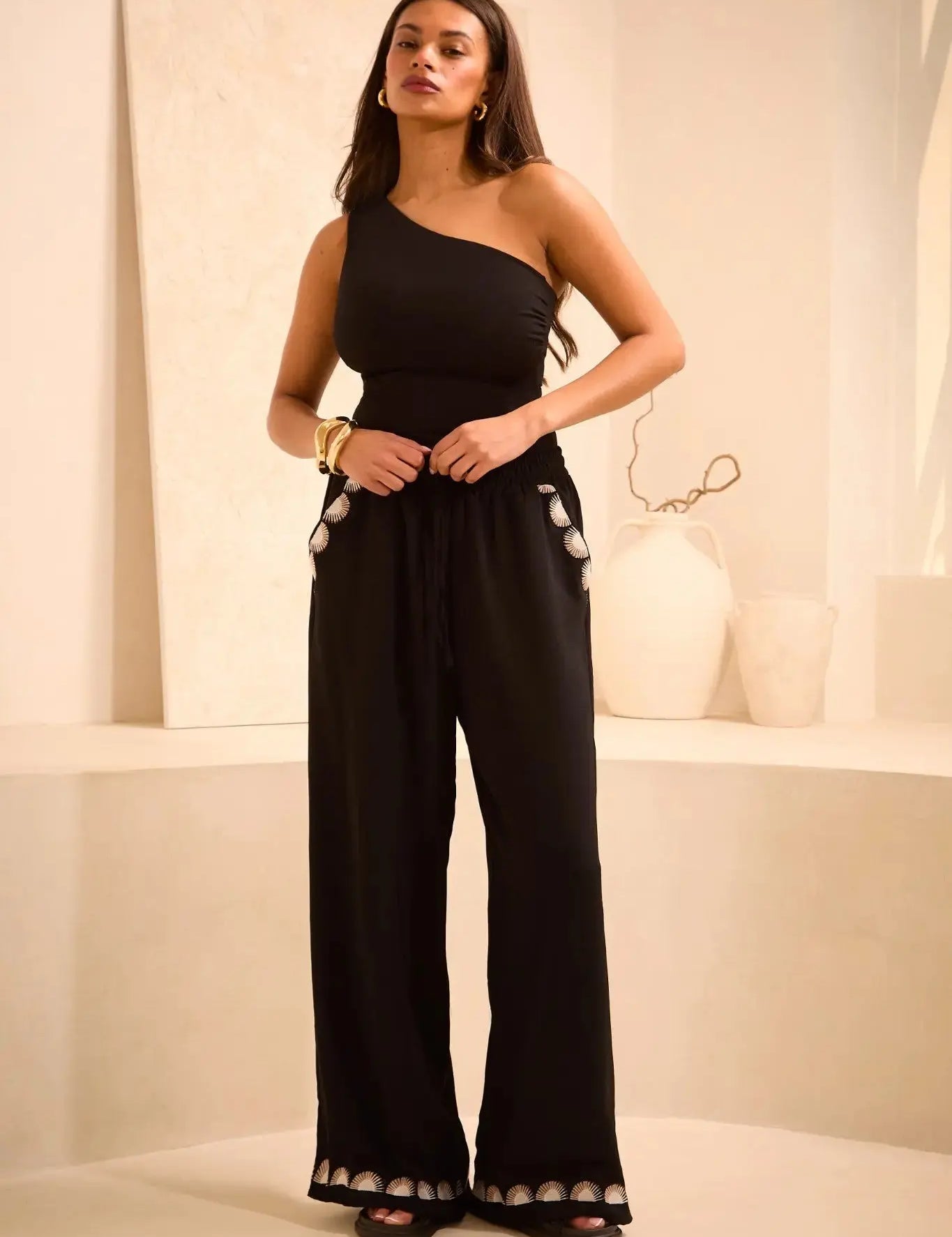 One Shoulder Cut Out 'Hallie' Bodysuit - Black (Limited Edition) RELR