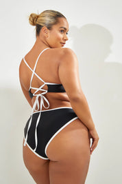 Contrast Trim Hipster/Low-Rise Full-Coverage Bikini Bottoms Elrstyle