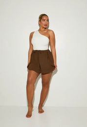 One Shoulder Cut Out 'Hallie' Bodysuit - Coconut (Limited Edition) RELR