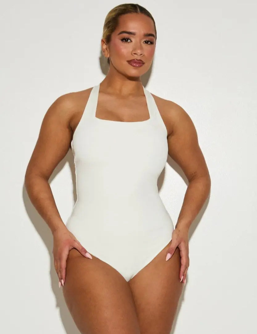 Scoop Square Neck 'Amelia' Bodysuit With Twist Back - Coconut (Limited Edition) RELR