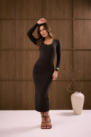 Long Sleeve Scoop Neck Maxi 'Lola' Dress