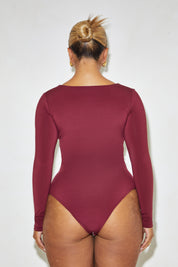 Long Sleeve Plunge Neck 'Grace' Bodysuit - Zinfandel