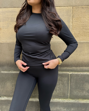 Dani Crew Neck Long Sleeve Ruched Side Top