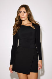 Long Sleeve Side Scoop 'Kym' Bodysuit - Black