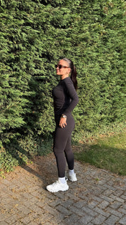 Dani Crew Neck Long Sleeve Ruched Side Top