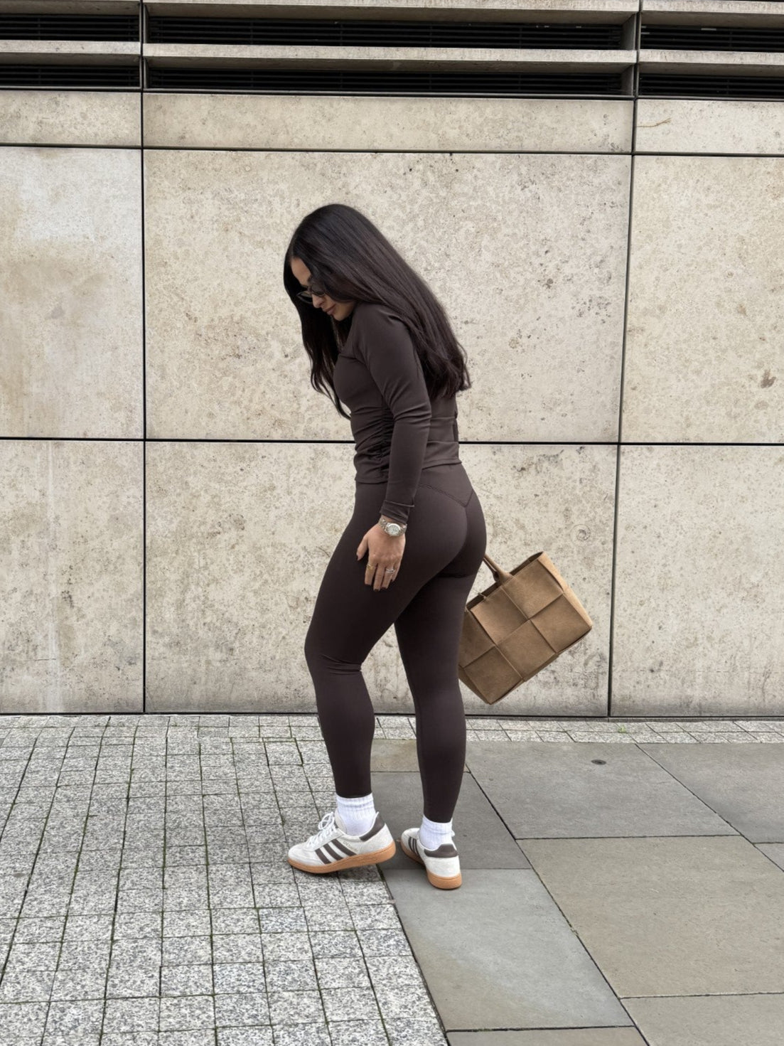 Dani Crew Neck Long Sleeve Ruched Side Top