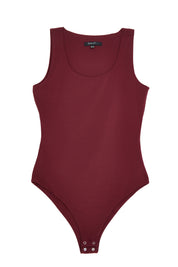 Scoop Neck Plunge Sleeveless 'Joy' Bodysuit - Zinfandel