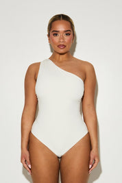 One Shoulder Cut Out 'Hallie' Bodysuit - Coconut (Limited Edition)