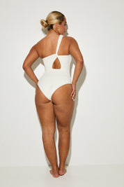 One Shoulder Cut Out 'Hallie' Bodysuit - Coconut (Limited Edition)
