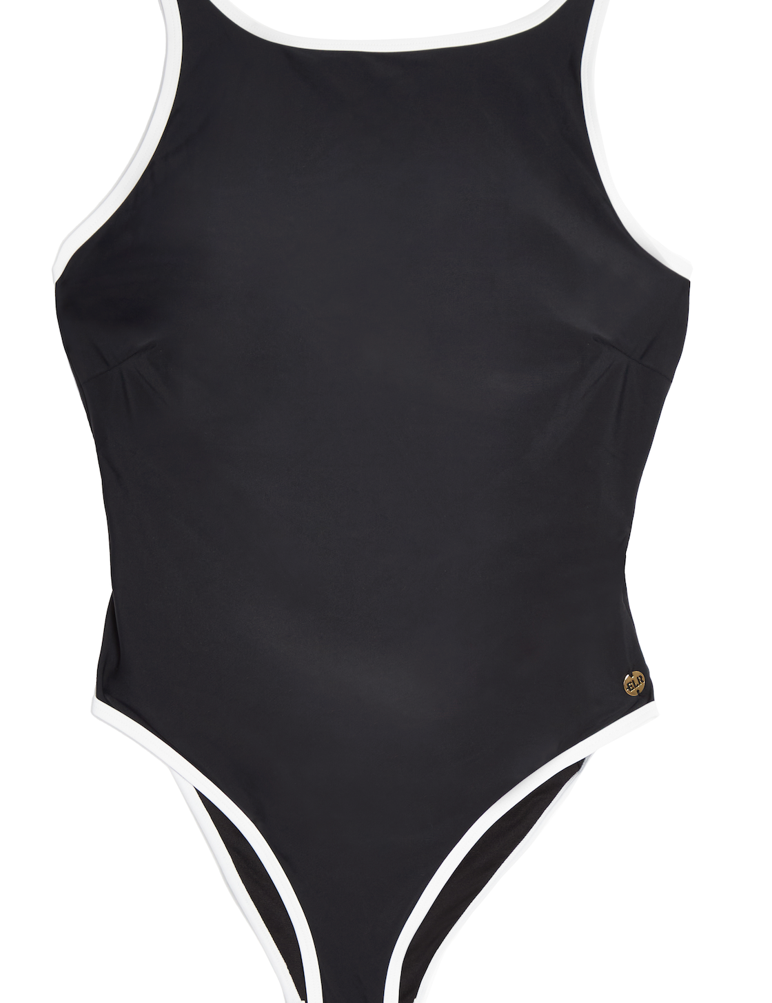 High Neck Low Back Contrast Trim Shaping Swimsuit