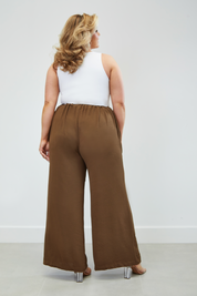 High Waisted Wide Leg ‘Olivia’ Trousers - Chocolate