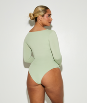 Long Sleeve Scoop Neck 'Charlotte' Bodysuit - Matcha