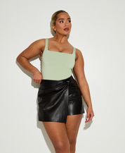 Square Neck Sleeveless 'Jade' Bodysuit - Matcha