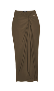 Long Shaping Swim Skirt with Knot-front and Split-leg - Smoky Quartz