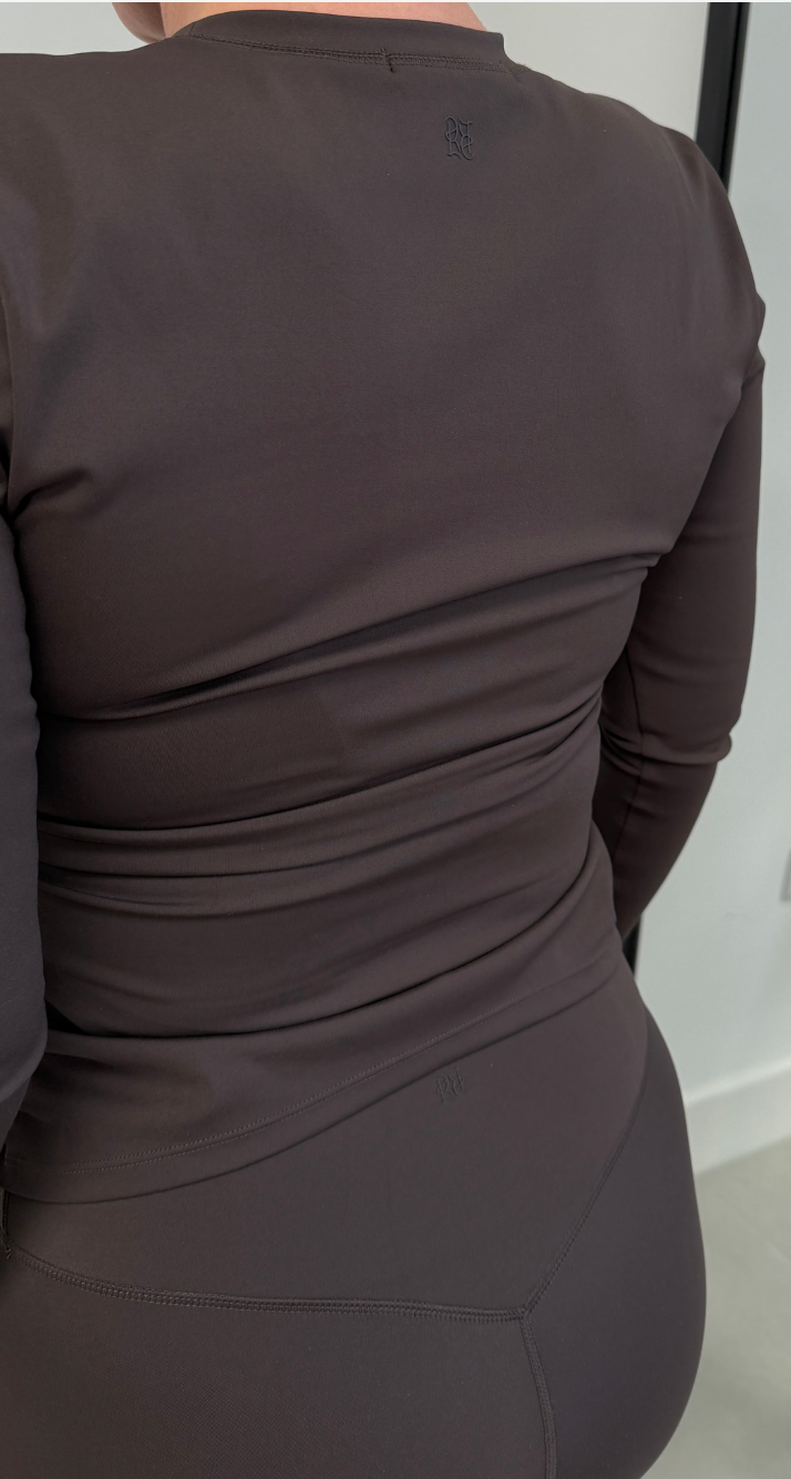 Dani Crew Neck Long Sleeve Ruched Side Top
