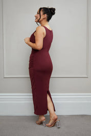 Ruched Scoop Neck Shaping 'Orla' Maxi Dress - Zinfandel Elrstyle