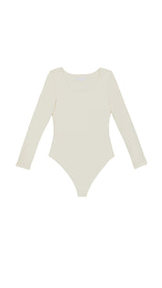 Long Sleeve Scoop Neck 'Charlotte' Bodysuit - Coconut