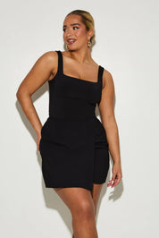 Asymmetric Crepe 'Ada' Mini Skort - Black RELR