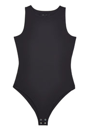 Racer Neck Double Layer 'ELR' Bodysuit - Black Elrstyle