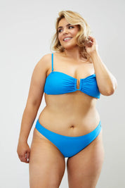 Bandeau U- Front Removable Strap Bikini Top in Ibiza Blue Elrstyle