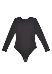 Long Sleeve Crew Neck 'Yas' Bodysuit - Black Elrstyle