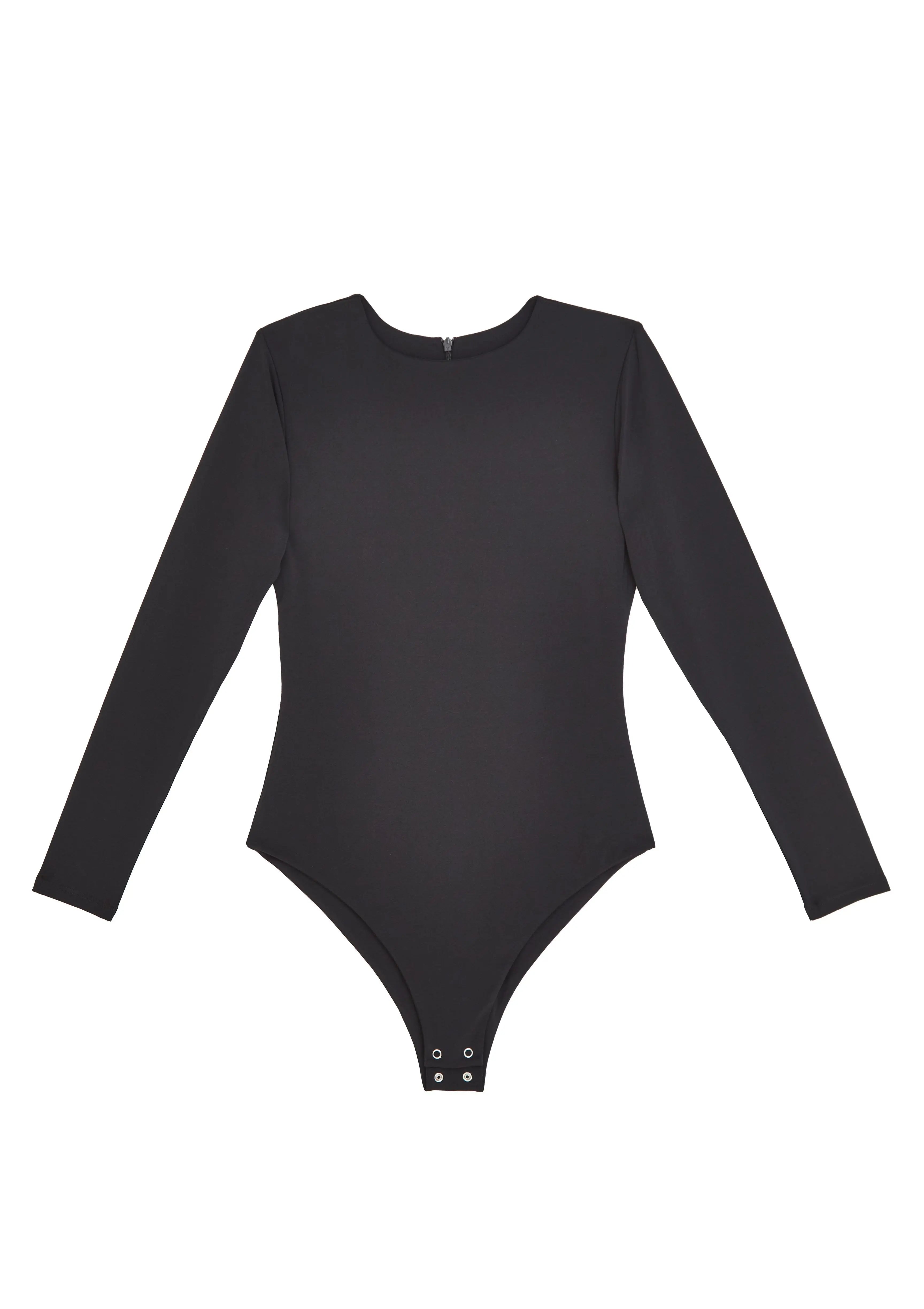 Long Sleeve Crew Neck 'Yas' Bodysuit - Black Elrstyle