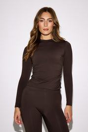 Dani Crew Neck Long Sleeve Ruched Side Top