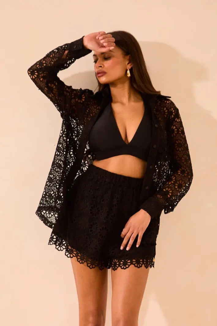 High Waisted Cutwork Crochet Floaty Shorts 'Lucy' - (Limited Edition) RELR