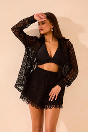 High Waisted Cutwork Crochet Floaty Shorts 'Lucy' - (Limited Edition) RELR