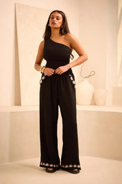 One Shoulder Cut Out 'Hallie' Bodysuit - Black (Limited Edition) RELR