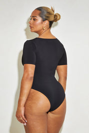Scoop Neck Short Sleeve 'Megan' Bodysuit - Black Elrstyle