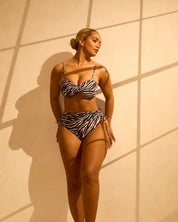 Bandeau Removable Strap Bikini Top - Zebra Print RELR