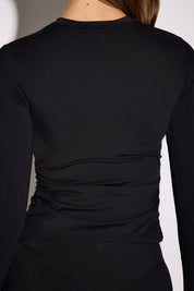 Dani Crew Neck Long Sleeve Ruched Side Top