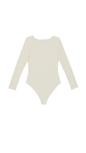 Long Sleeve Scoop Neck 'Charlotte' Bodysuit - Coconut Elrstyle