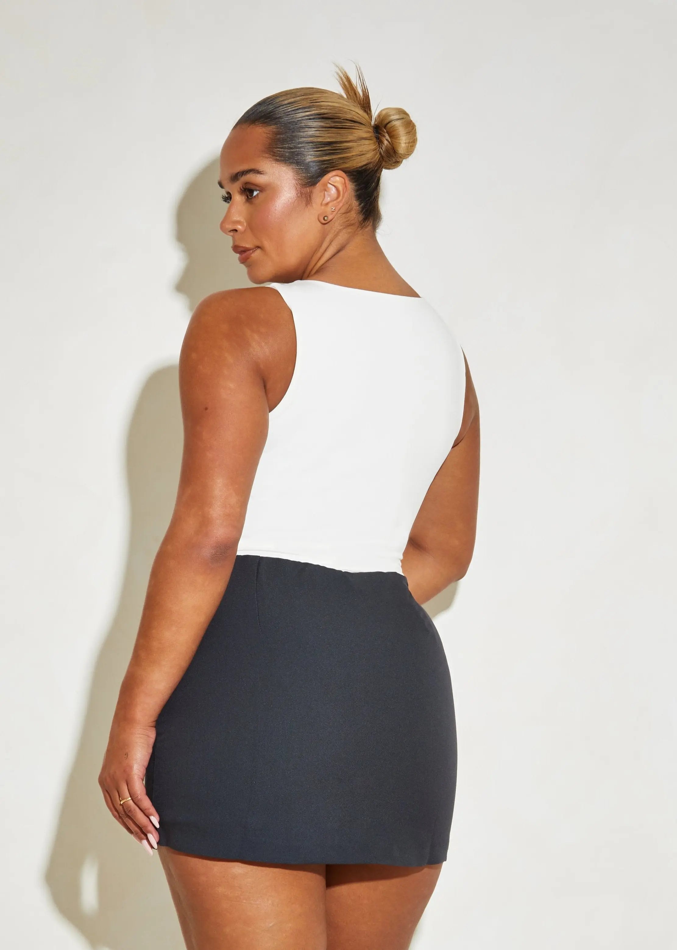 Racer Neck Double Layer 'ELR' Bodysuit - Coconut Elrstyle