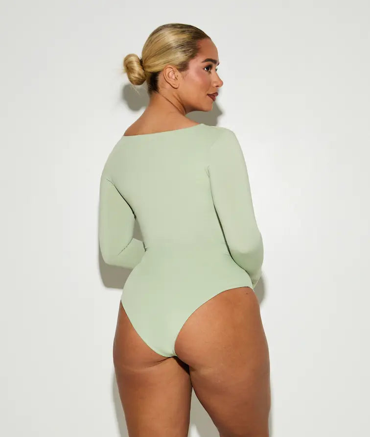 Long Sleeve Scoop Neck 'Charlotte' Bodysuit - Matcha RELR