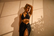 Long Shaping Swim Skirt with Knot-front and Split-leg RELR