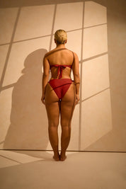 Side Tie Low Rise Medium Coverage Bikini Bottoms - Rust RELR