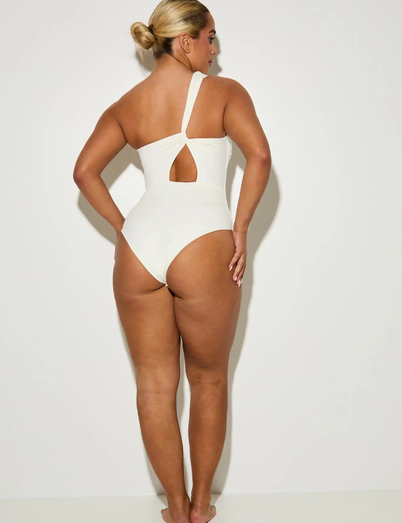 One Shoulder Cut Out 'Hallie' Bodysuit - Coconut (Limited Edition) RELR
