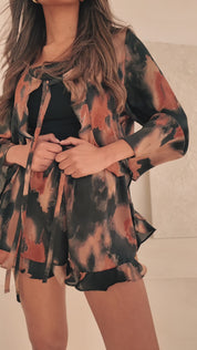 High Waisted Blurred Print Floaty Shorts 'Lucy' - Anti Chafing (Limited Edition)