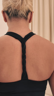 Scoop Square Neck 'Amelia' Bodysuit With Twist Back - Black (Limited Edition)