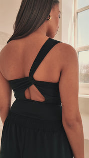 One Shoulder Cut Out 'Hallie' Bodysuit - Black (Limited Edition)