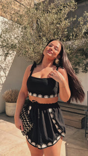 Embroidered 'Millie' Tie Shoulder Strap Crop Top (Limited Edition)