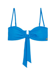 Bandeau U- Front Removable Strap Bikini Top in Ibiza Blue Elrstyle