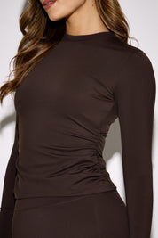 Dani Crew Neck Long Sleeve Ruched Side Top